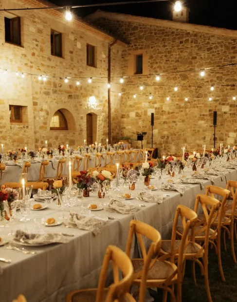 Image of table set up at wedding venue Vitaleta, Italy