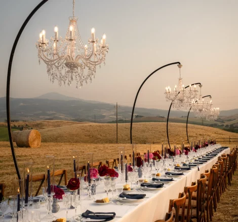 Image of table set up at wedding venue Locanda in Tuscany