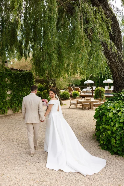 Couple just married at Domaine du Grand Lauron in Provence, France