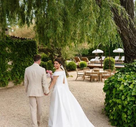 Couple just married at Domaine du Grand Lauron in Provence, France