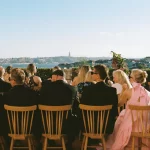 Image of guests seated at wedding venue Palácio Tancos, Portugal