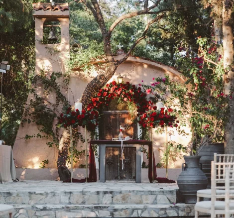 View of chapel at wedding venue Kleopatra, Greece