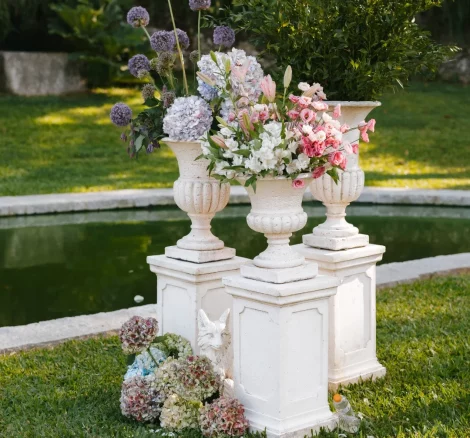 Image of flower vases at wedding venue - The Fox House, Portugal