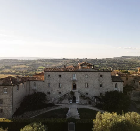 Drone shot of wedding venue Castello di Montignano