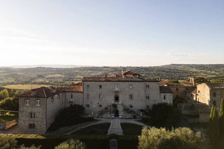 Drone shot of wedding venue Castello di Montignano
