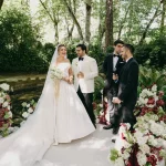 Couple getting married outdoors at Wedding Venue in Northern Portugal Vidago Palace