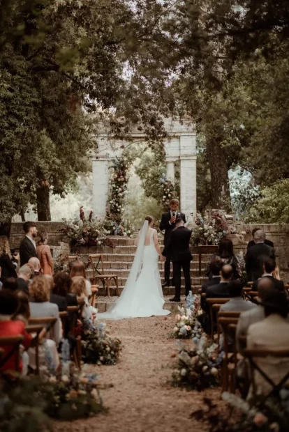 Woodland Ceremony at Wedding Venue Villa Pianciani in Umbria, Italy