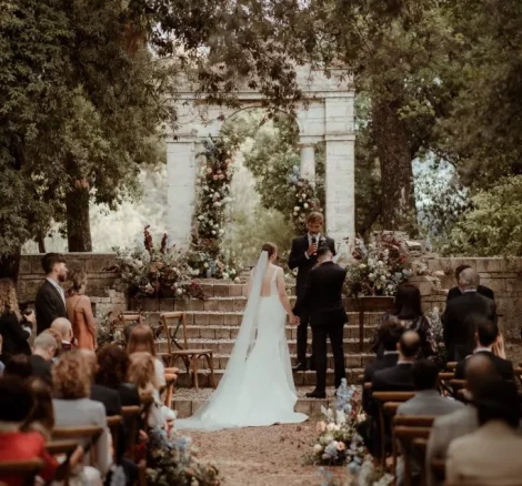 Woodland Ceremony at Wedding Venue Villa Pianciani in Umbria, Italy