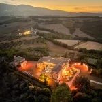 Aeriel view of Wedding Venue Villa Pianciani in Umbria, Italy
