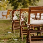 Image of chairs down aisle at wedding venue La Compagnie des Campagnes in Occitanie France