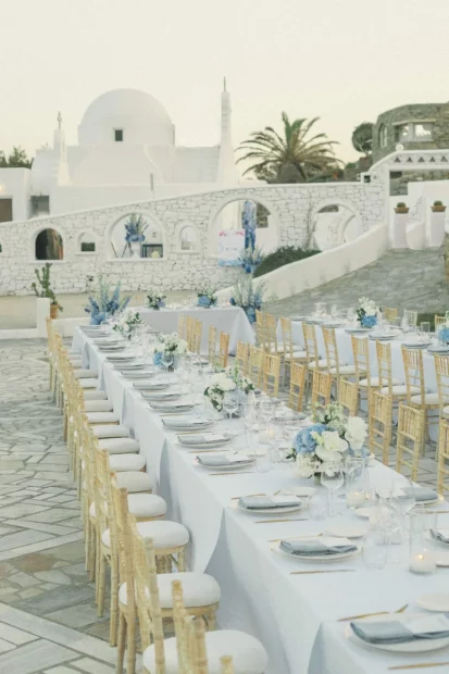 Image of table set up at wedding venue Mykonos Lolita in Mykonos, Greece