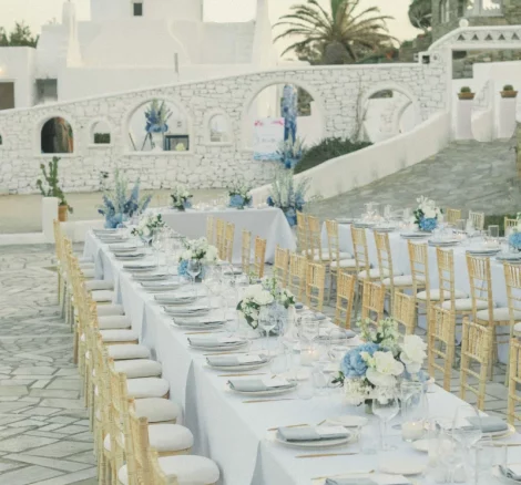 Image of table set up at wedding venue Mykonos Lolita in Mykonos, Greece
