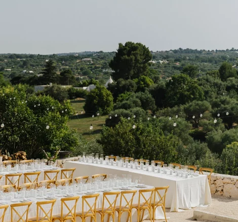 Image of table and chairs for wedding outdoors at wedding venue Villa Rocca 1914 in Puglia, Italy