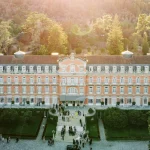 Aeriel shot of Vidago Palace Wedding venue in Northern Portugal