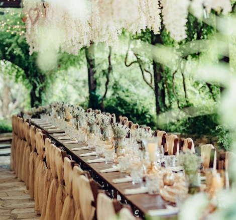 Image of table set up at wedding venue in Paphos, Cyprus Vasilias Nikoklis Inn