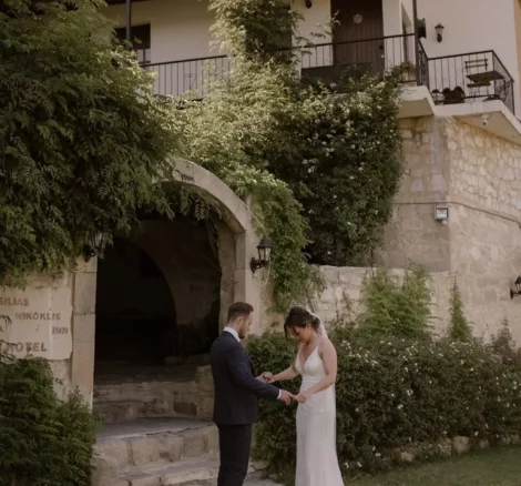 Image of married couple at wedding venue in Paphos, Cyprus Vasilias Nikoklis Inn